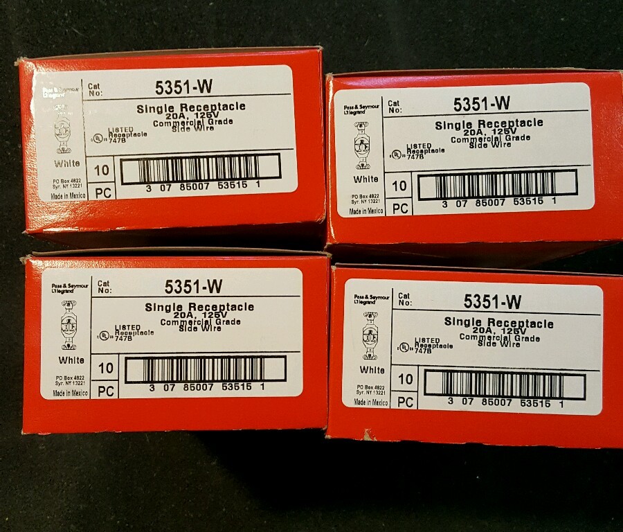 40 Pass & Seymour White Commercial Specification Receptacle Outlets 20A 5351-W