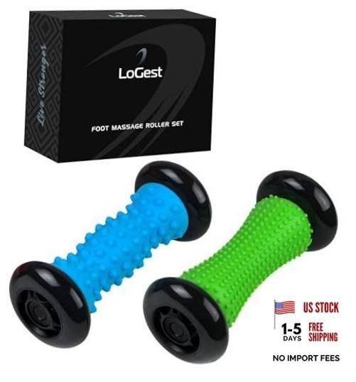 Logest Foot Massage Roller - Trigger Point Therapy - Blue & Green - 2 Pack