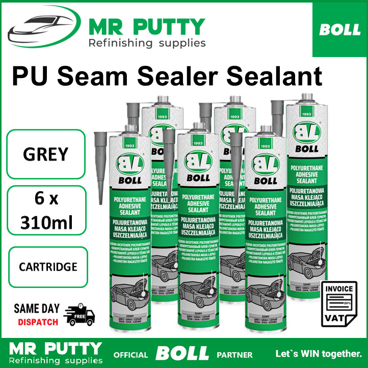 PU Seam Sealer Cartridge 6 x 310 ml Car Body Bond Metal GREY