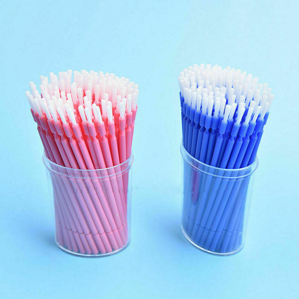 100 Pcs Dental Pink Disposable Bendable Micro Applicator Brush Long Shank Pack