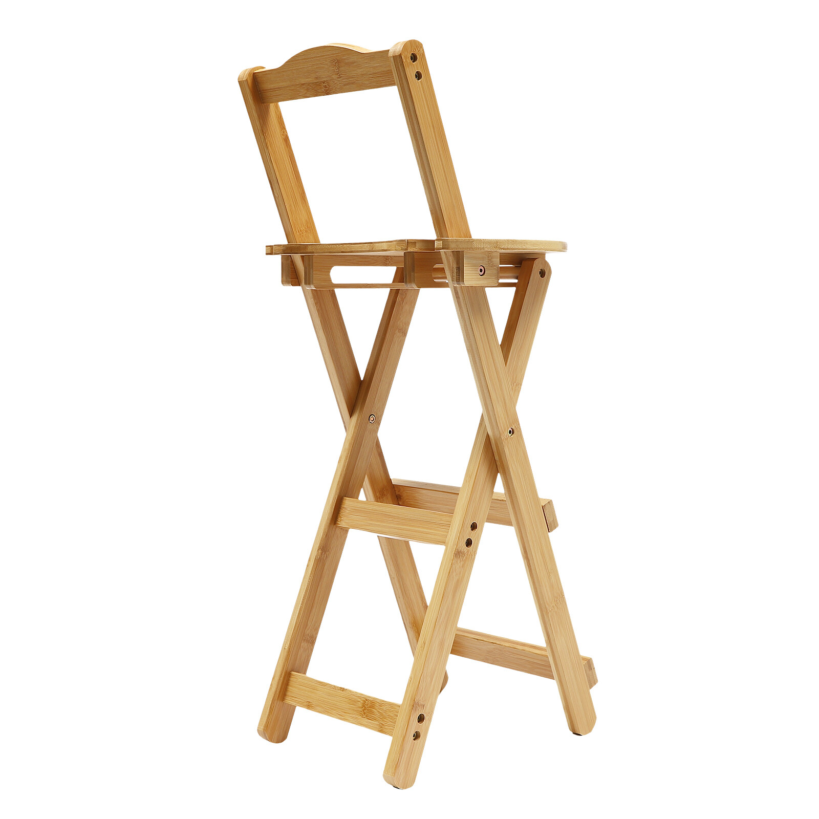 Folding Bamboo Stool Portable Tall Chair Bar Stool Foldable Porch Kitchen Chair