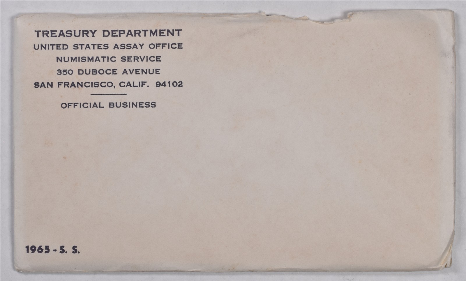 1965 SMS U.S. Mint 5 Coin Uncirculated Set With Envelope