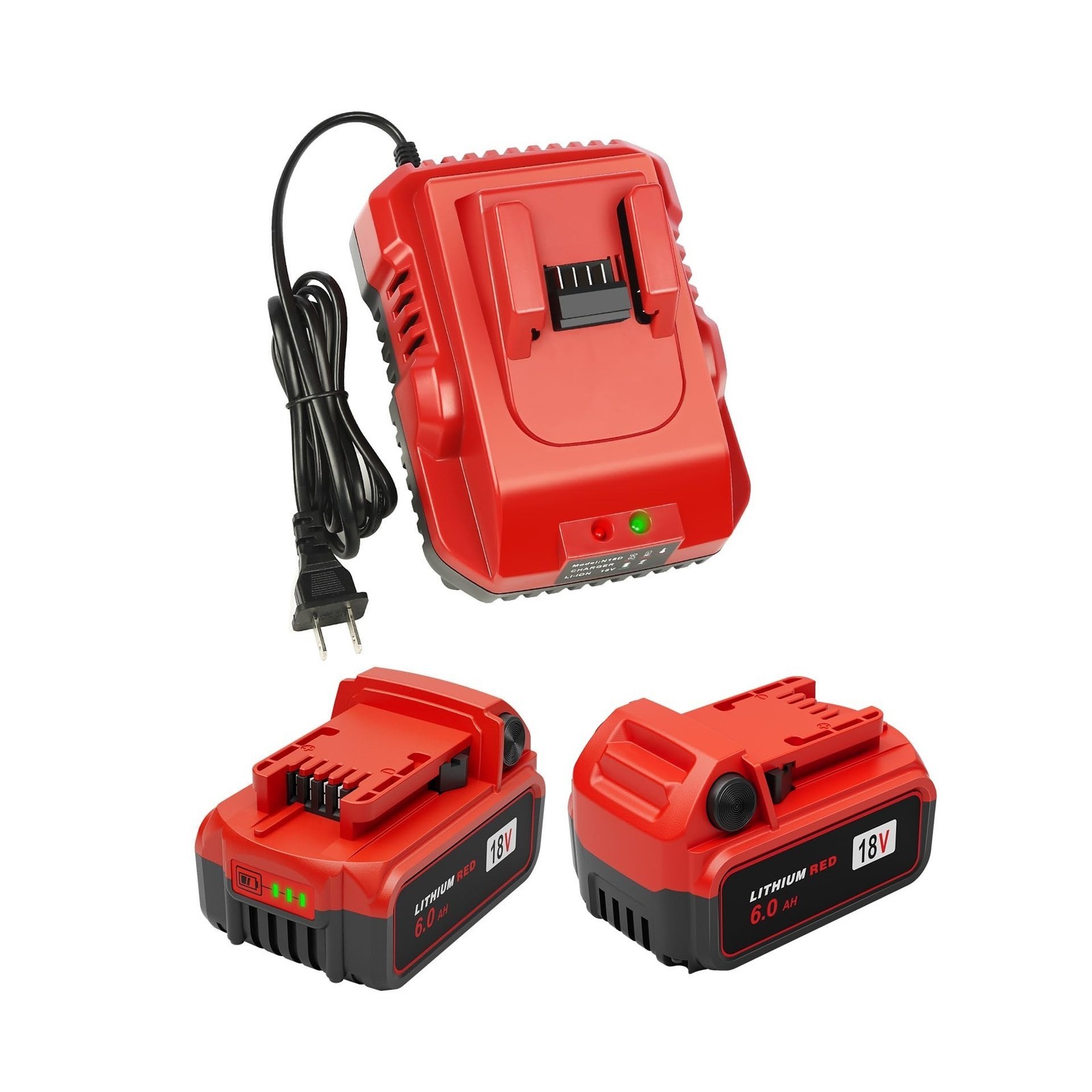 2Pack 18V 6.0Ah Batteries Replacement for Milwaukee M-18 Battery and 1 Charge...