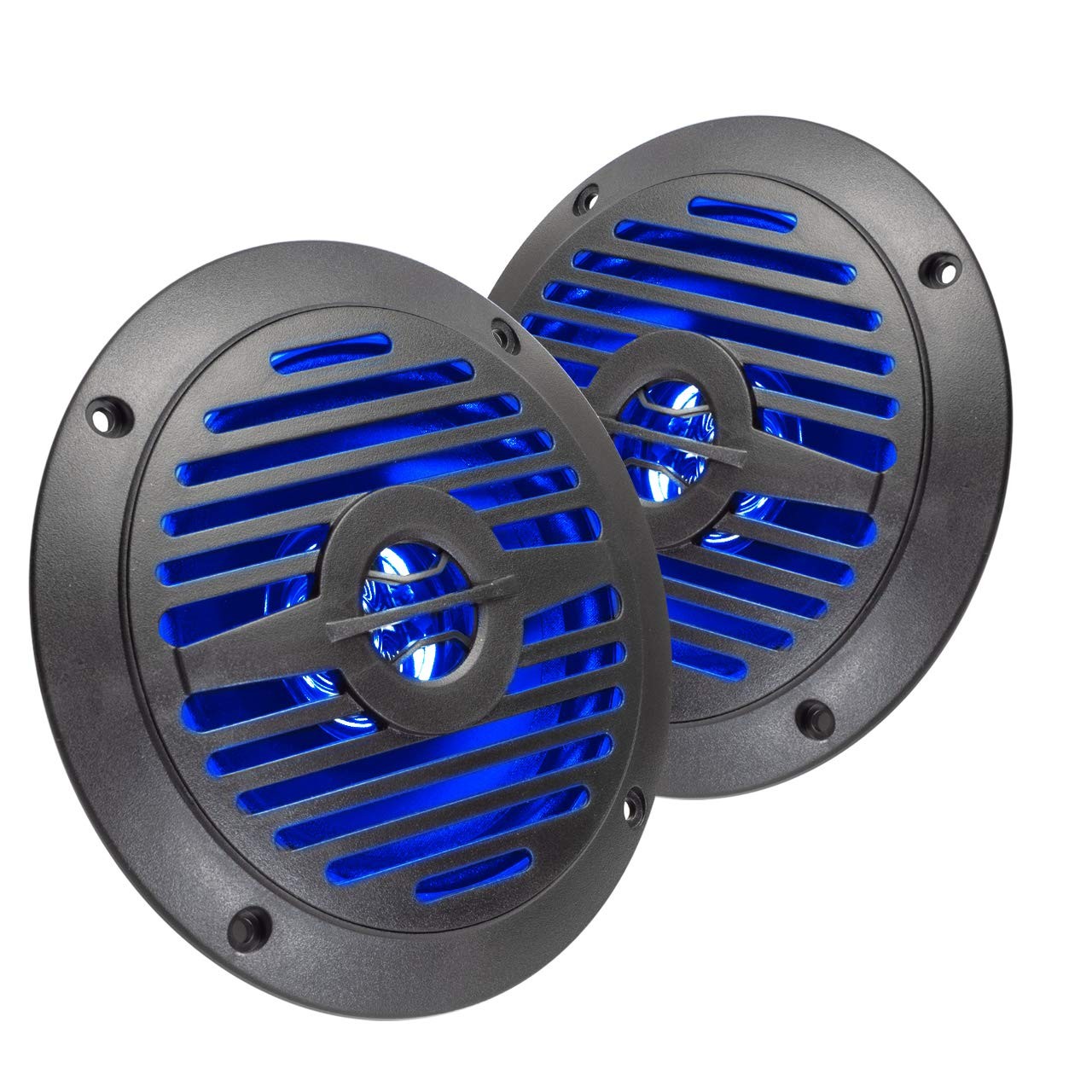 Magnadyne 5” Water Resistant Speakers with Blue LED Lights for Marine, RVs,...