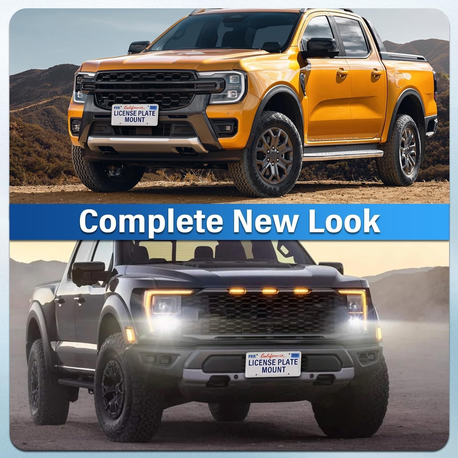 Front Bumper License Plate Mount Compatible with Ford Mustang 2015-2023, No D...