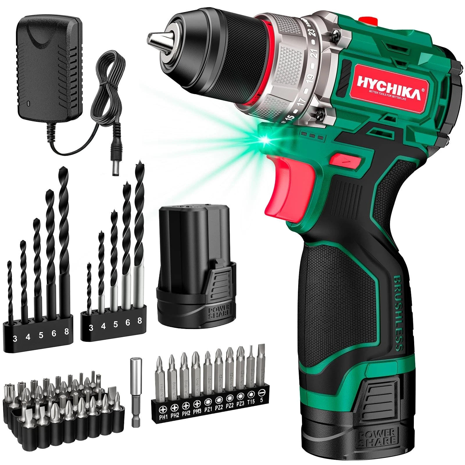 Drill Set, True Brushless Power Drill Driver 16.8V Cordless Compact Drill Woman