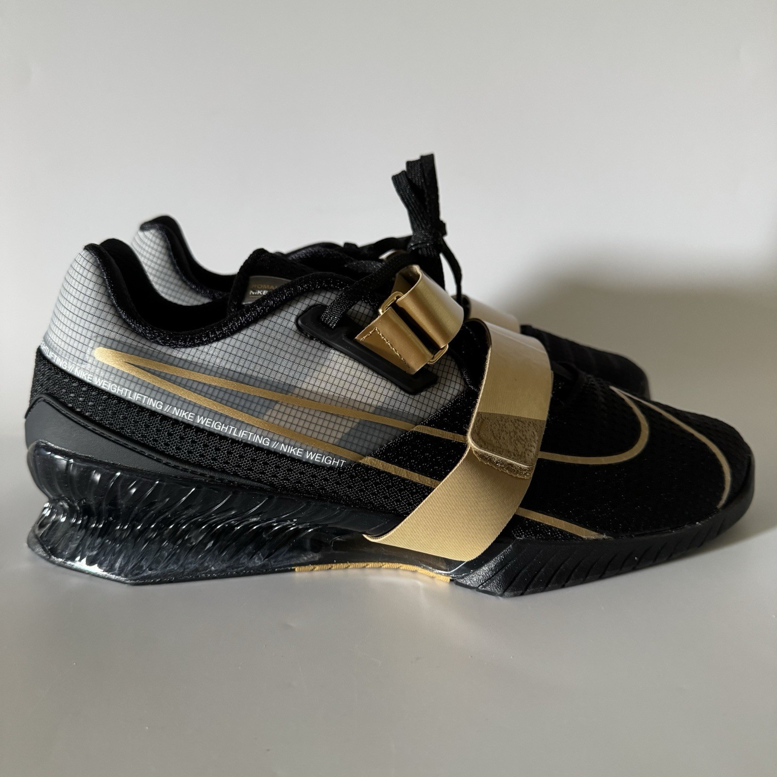 Nike Men’s 13 Romaleos 4 Weightlifting Shoes Black Metallic Gold CD3463-001 NEW