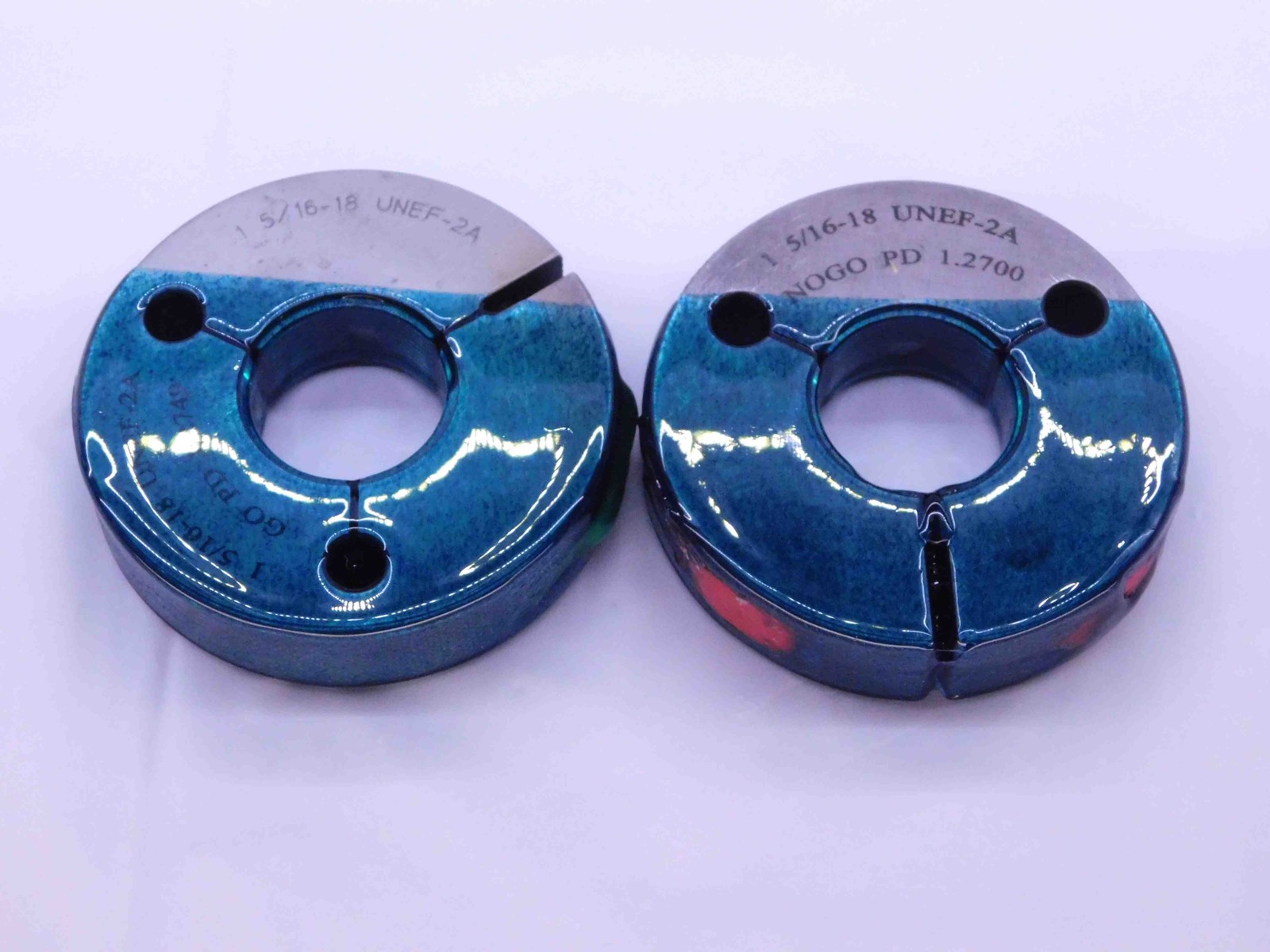 1 5/16 18 UNEF 2A THREAD RING GAGES 1.3125 GO NO GO P.D.'S = 1.2749 & 1.2700