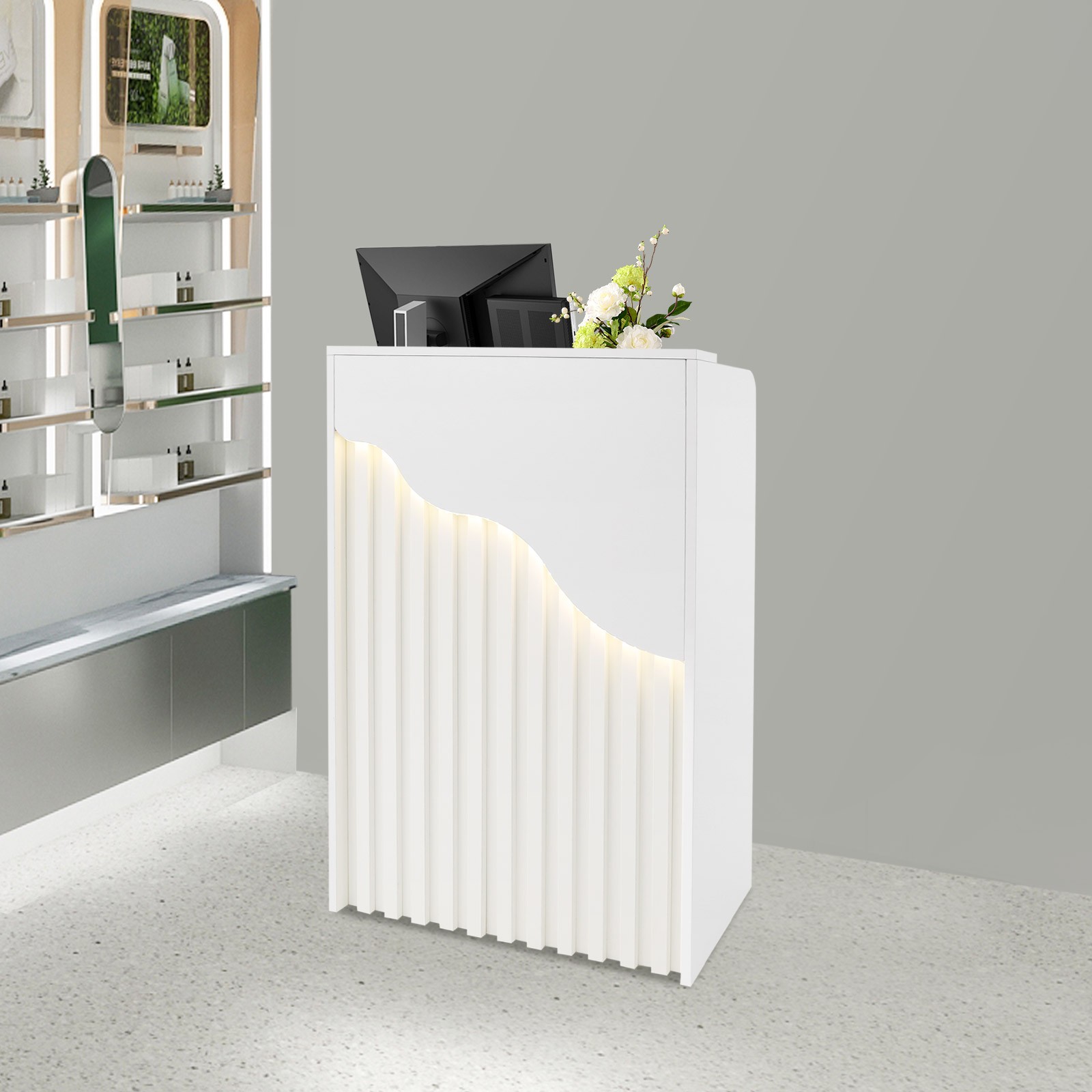 Modern Reception Desk For Checkout Reception Counter With A Lockable Drawer