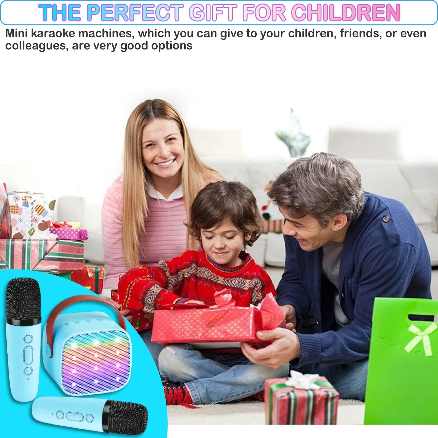 Kids Karaoke Machine, Portable Bluetooth Speaker with 2 Wireless Mics,...