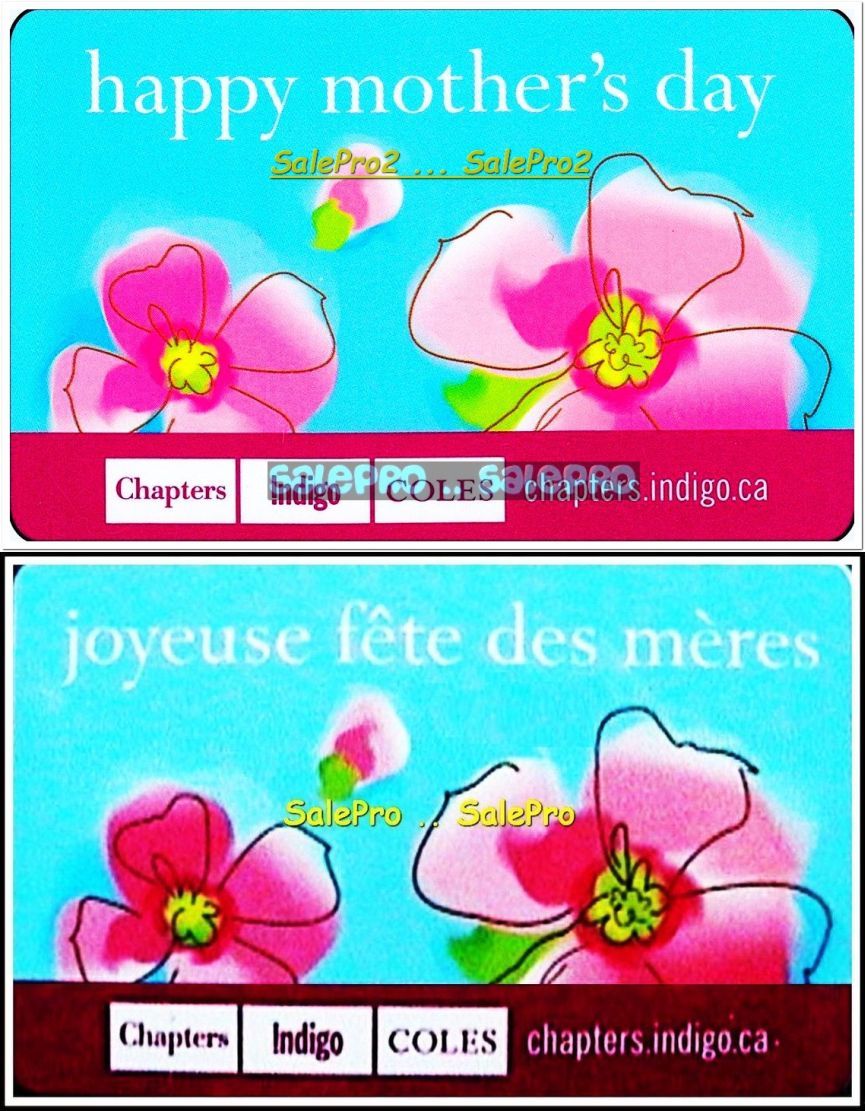 2x CHAPTERS INDIGO COLES HAPPY MOTHER'S DAY ENG/FR COLLECTIBLE GIFT CARD SET LOT