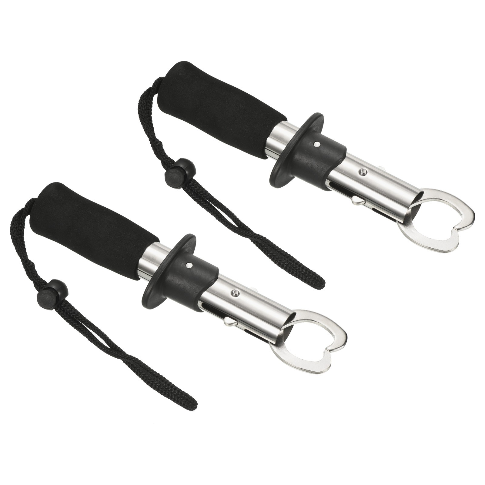Fish Lip Gripper, 2Pcs Straight-shape Handle Fish Grip Grabber Holder, Black