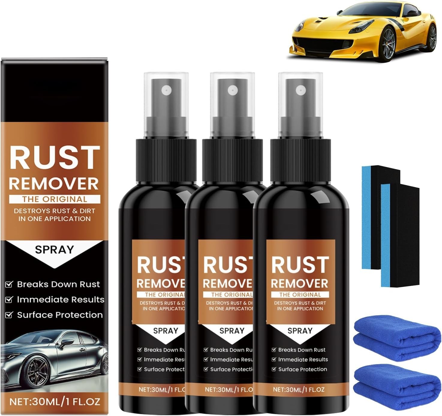 3 PCS Nexa Rust Remover Spray, 2025 Upgrade Rust Remover for Metal, Multi
