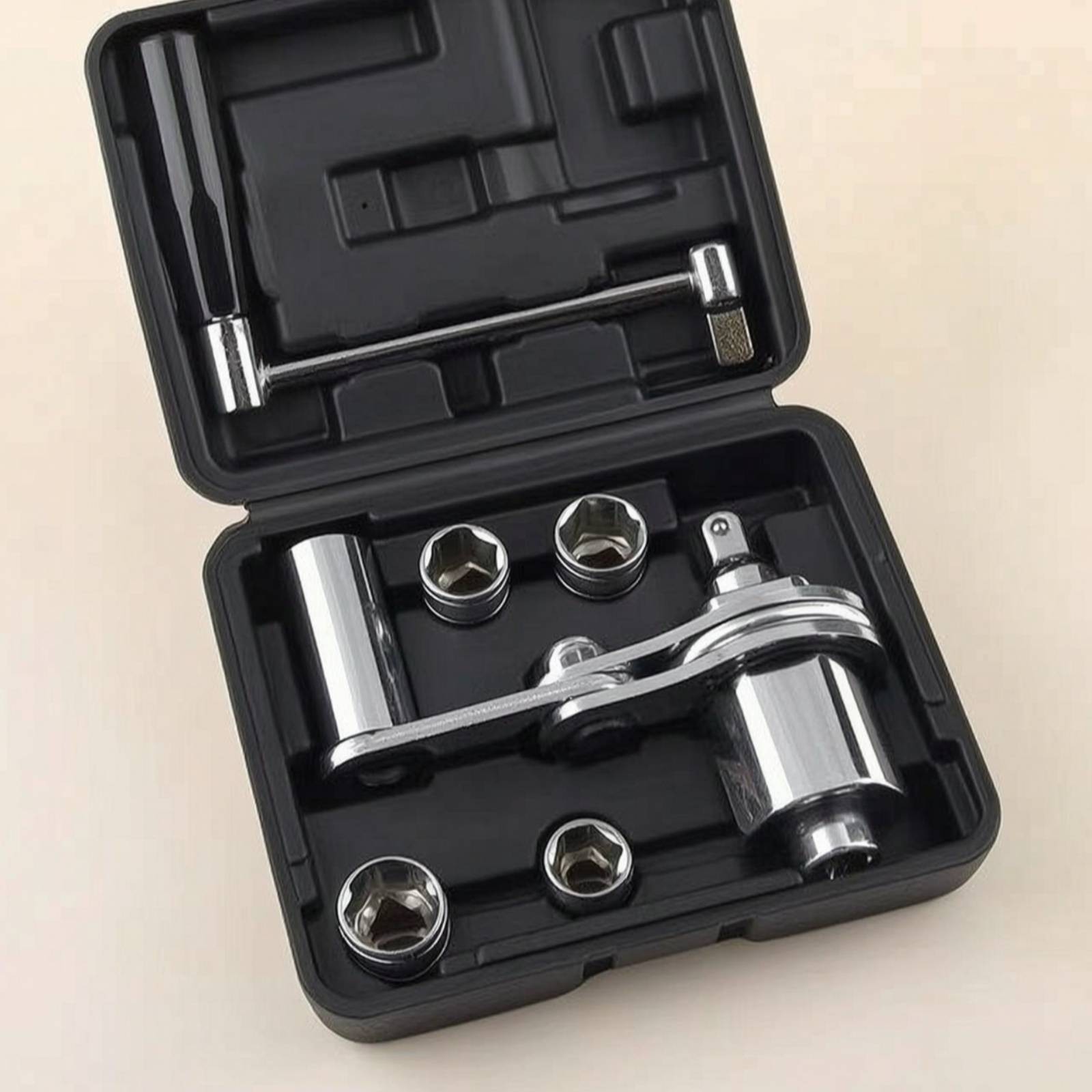 Wheel Wrench with Socket Adapters Portable Tire Changing Tool Compact for