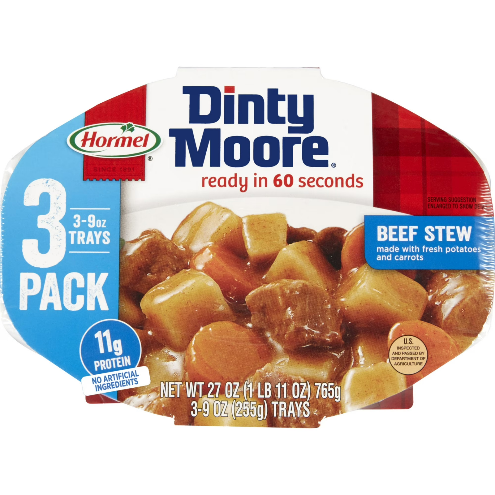 DINTY MOORE Beef Stew, Shelf-Stable, 12 Grams Protein 9 oz Plastic Microwaveable