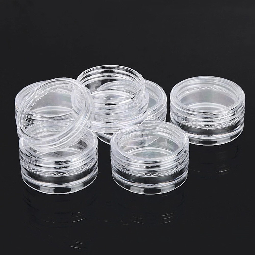 50PCS Storage Cups Clear Plastic Jewelry Bead Makeup Box Small Round Container