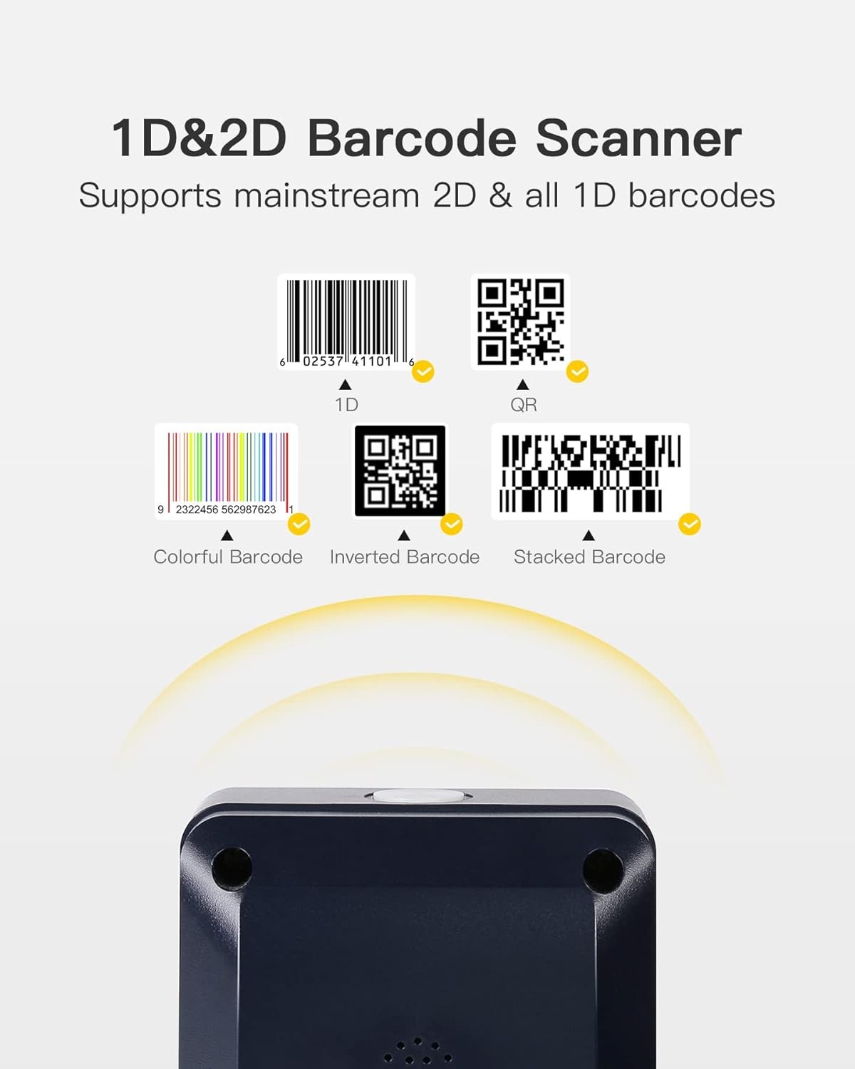 Inateck Barcode Scanner, 1D/2D Presentation Scanner,Corded and Omni-Directional