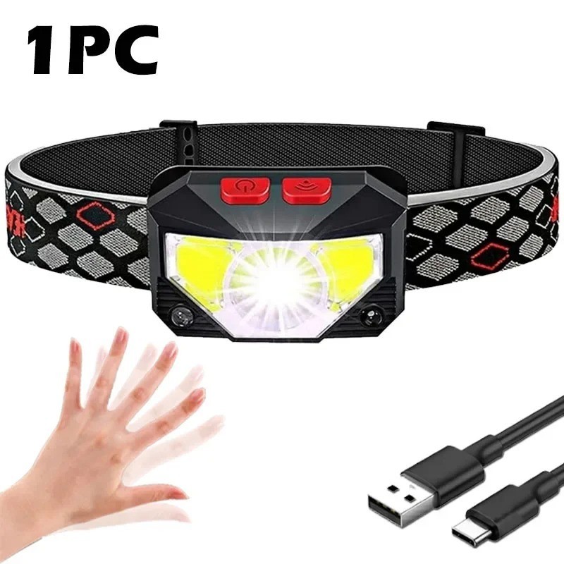 Headlamp Flashlight 1200 Lumen LED Rechargeable Headlight White Red Light