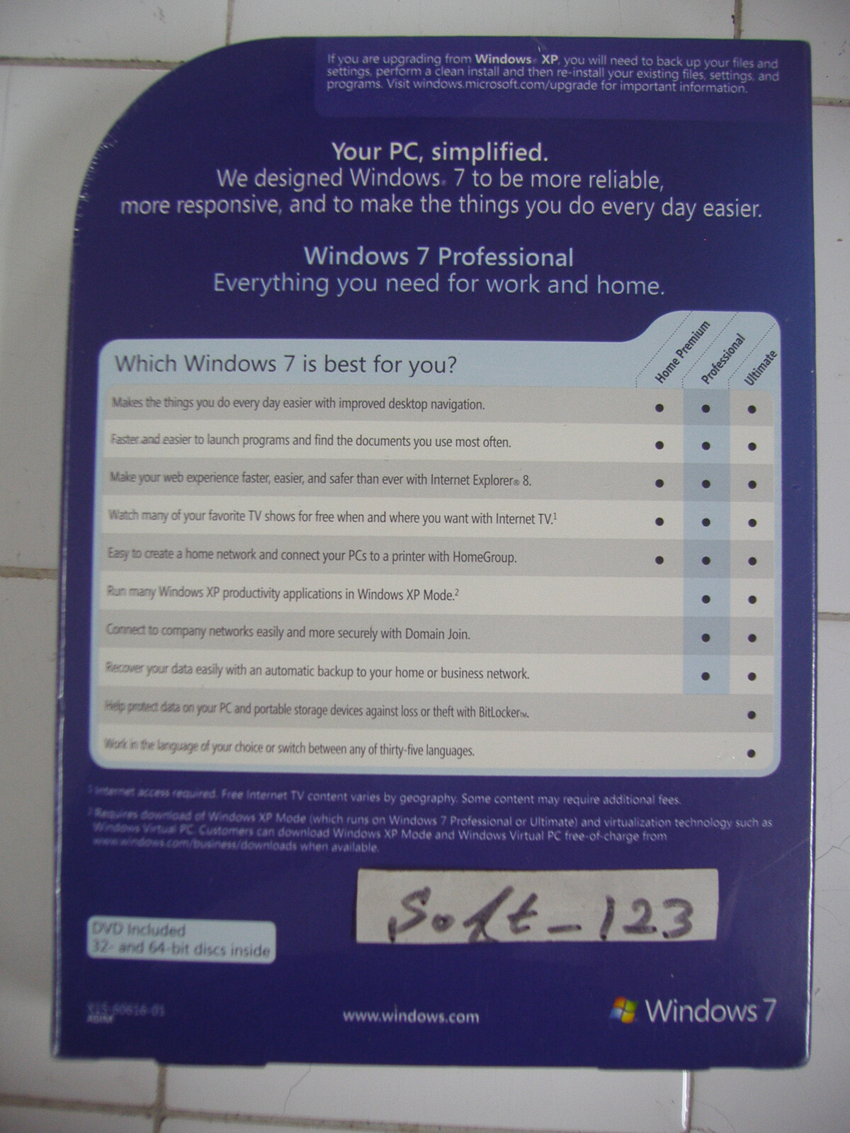 Microsoft Windows 7 Professional Full 32 & 64 Bit DVDs MS WIN PRO =SEALED BOX=