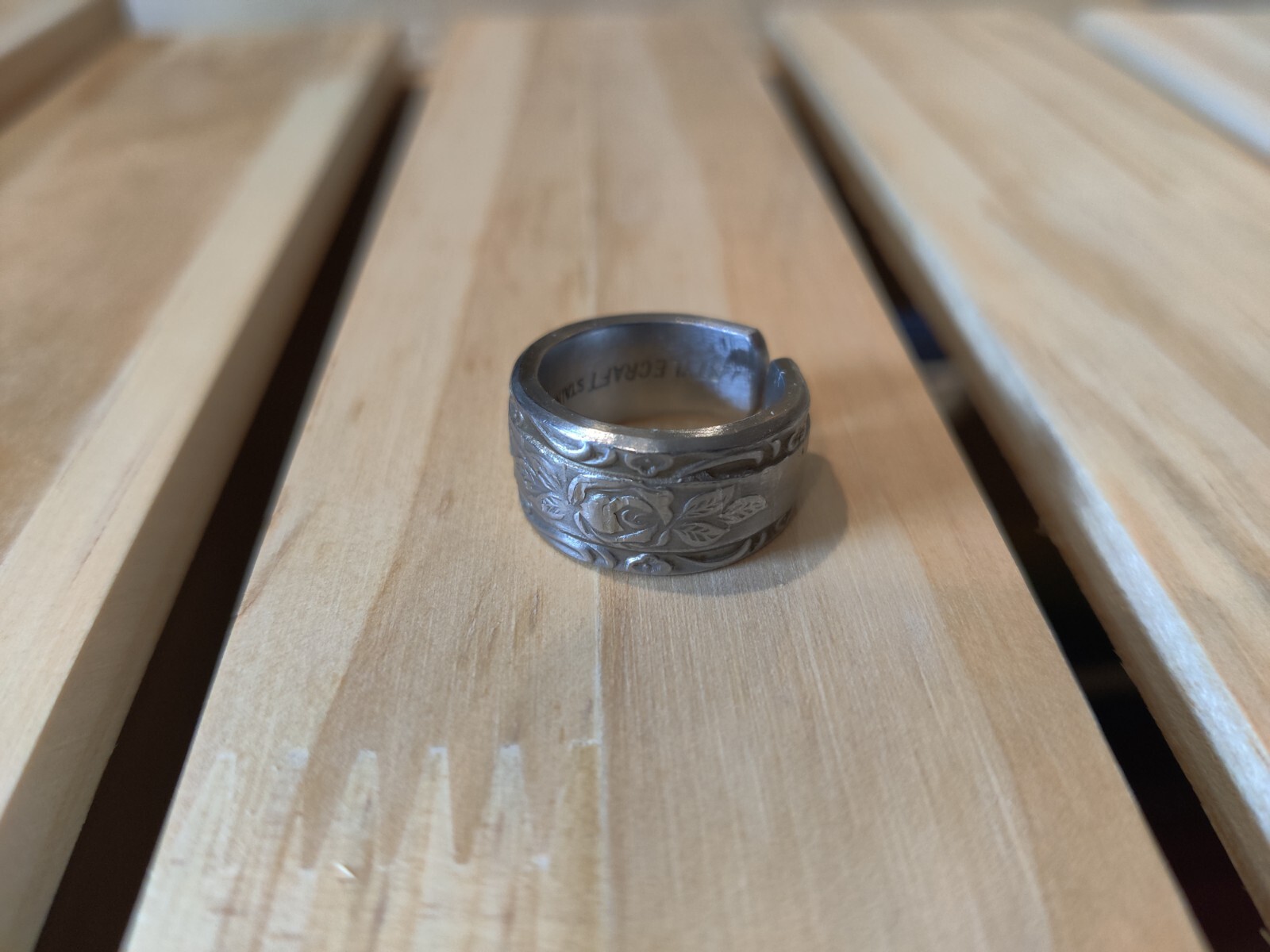 Stainless Ring Hand Crafted Size 6