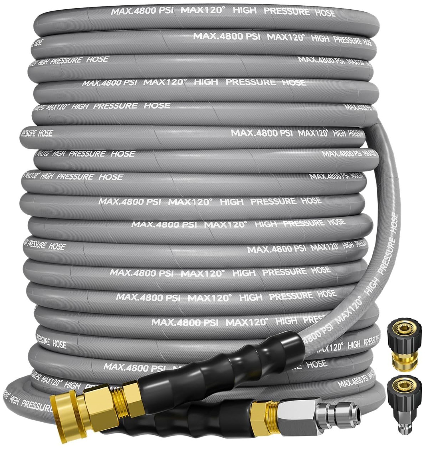 3/8" 4800PSI Pressure Washer Hose 75FT with Swivel Quick Connect for Cold/Hot...