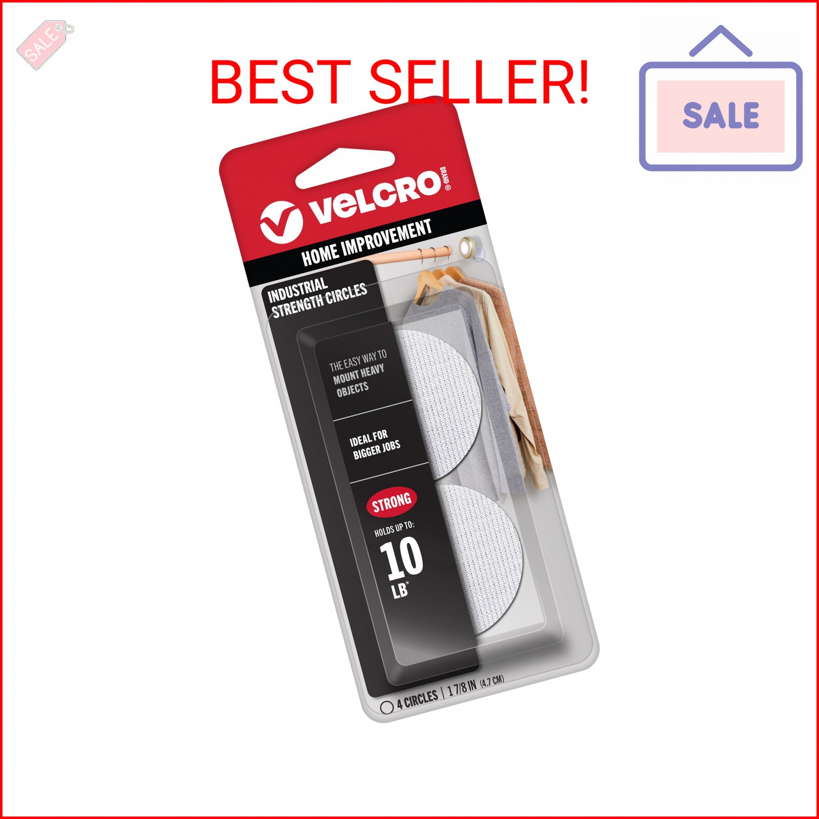 VELCRO Brand 90363 Industrial Fasteners Stick-On Adhesive | Professional Grade H