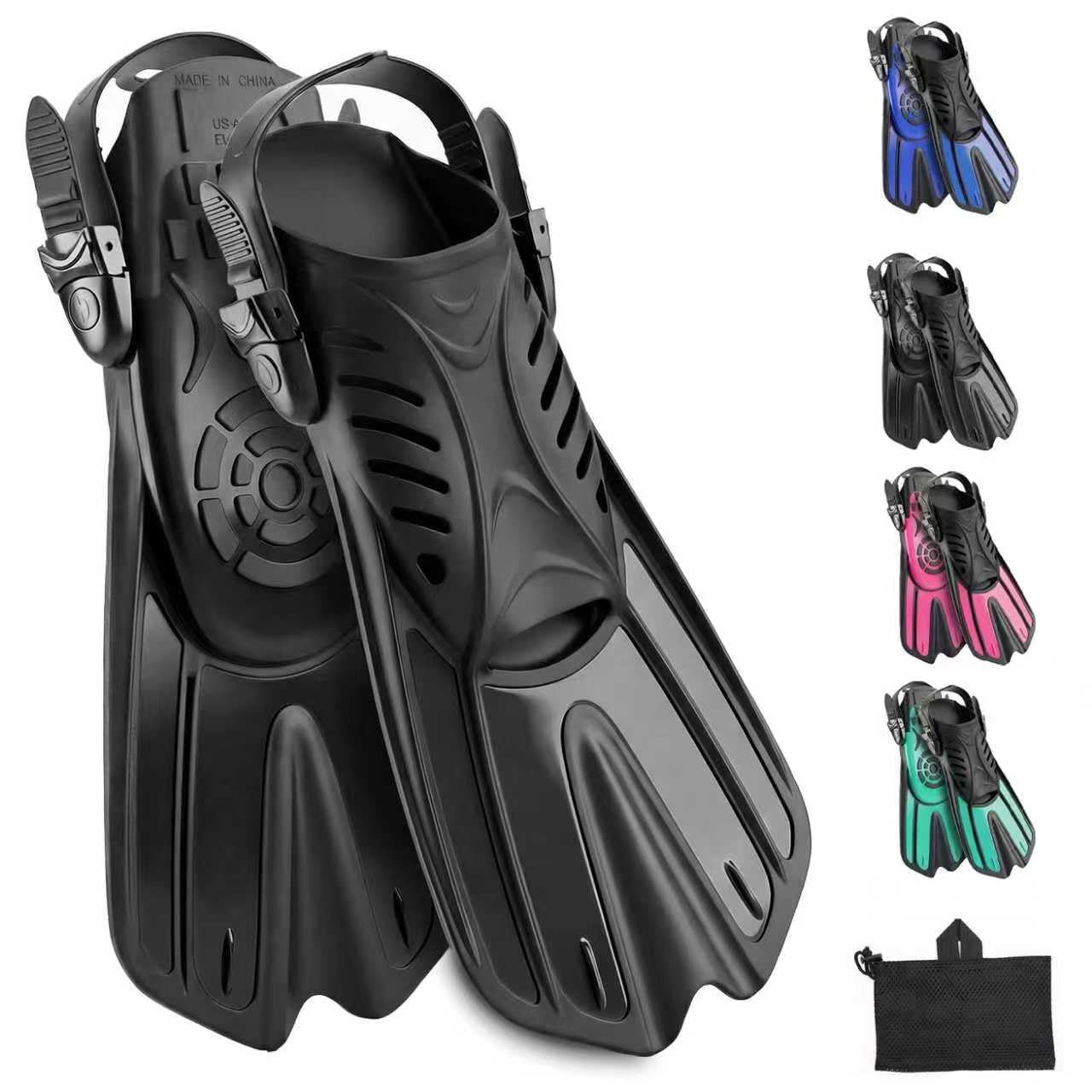 Diving fins Snorkeling Gear for Adults Snorkel US Youth 1-4 | EU 32/36, BLACK