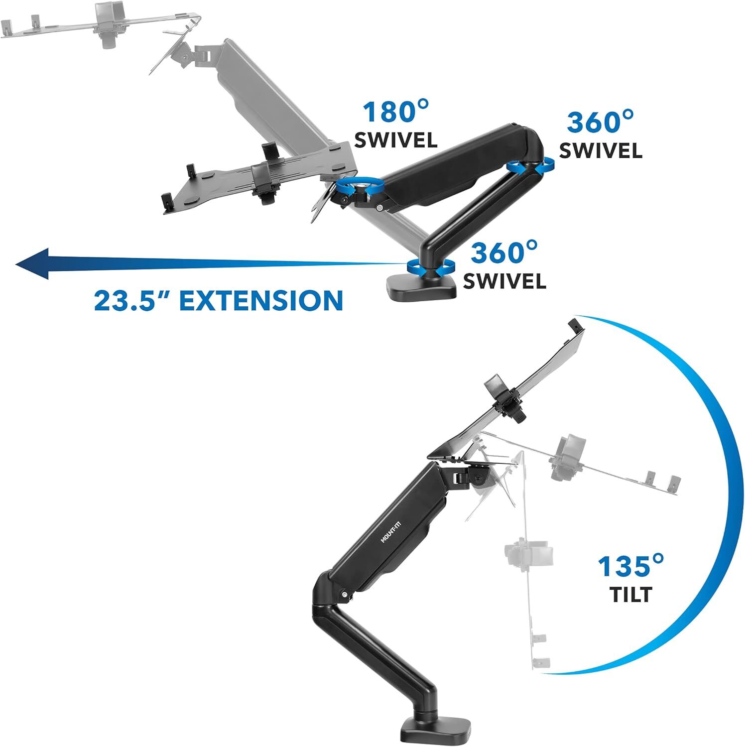 Mount-It! Laptop Desk Arm Mount - MI-6352LT, Universal Compatibility,...