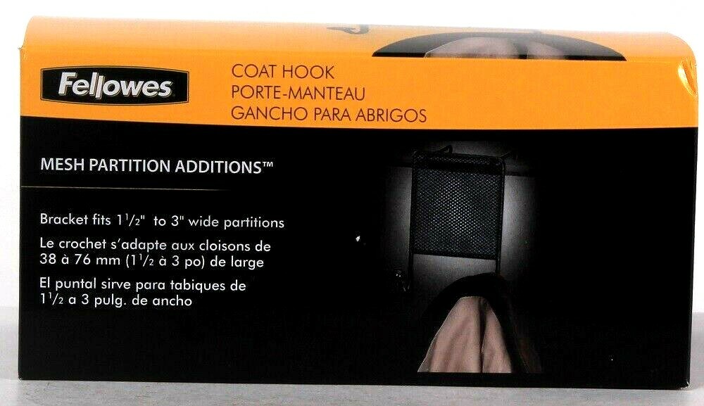 Fellowes Mesh Partition Additions Coat Hook Brackets Fit 1 1/2" To 3" Wide