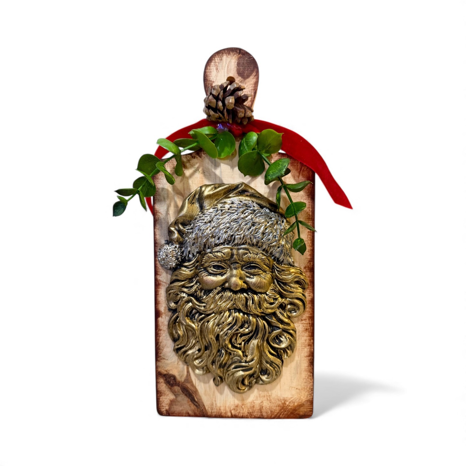 Christmas Wooden Cutting Board Rustic Santa Claus Upcycled Holiday Decor