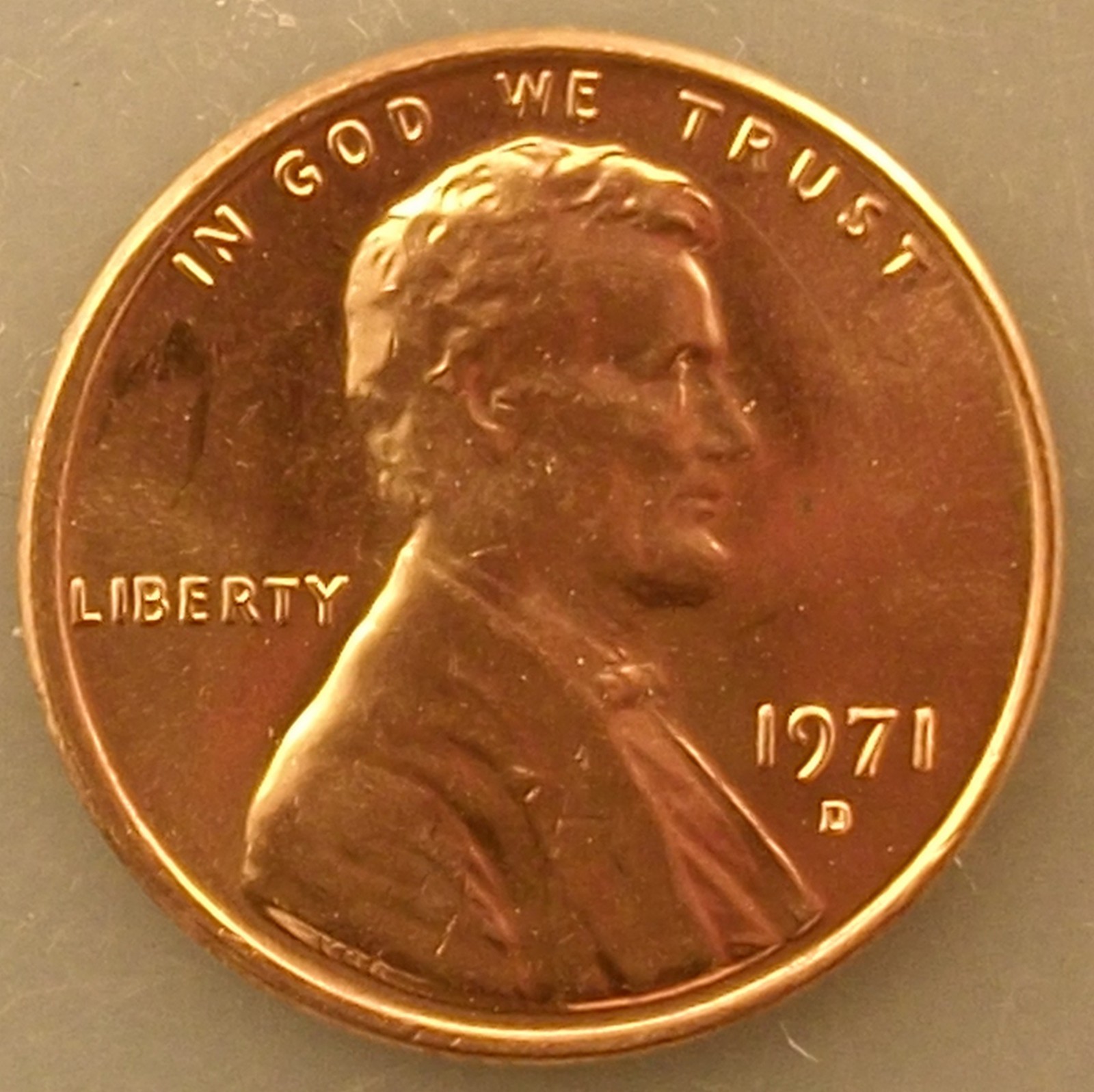 1971 D Denver Lincoln Memorial Penny Brilliant Red Uncirculated (BU)