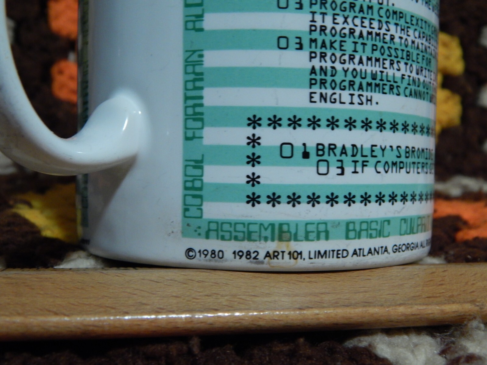 Kenneth Grooms ~ Computer Programming (1982) Ceramic MUG Coffee CUP Art 101