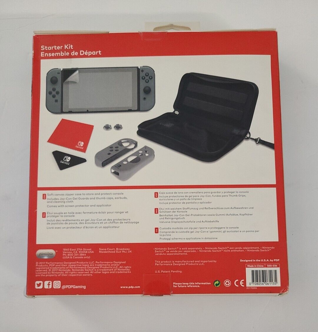 PDP Nintendo Switch Starter Kit With Travel Case, Screen Protector In Box - 2017