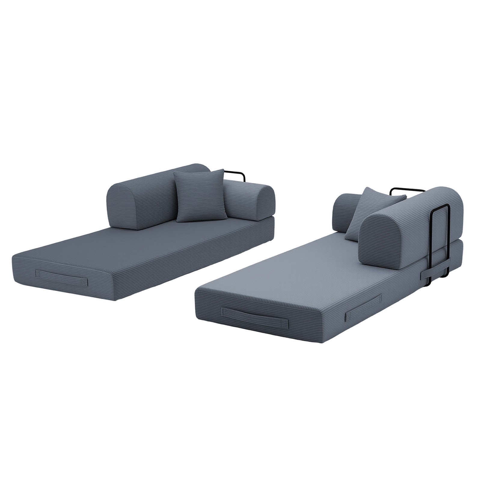 Convertible Sleeper Sofa Bed, Corduroy Folding Couch, Dark Gray
