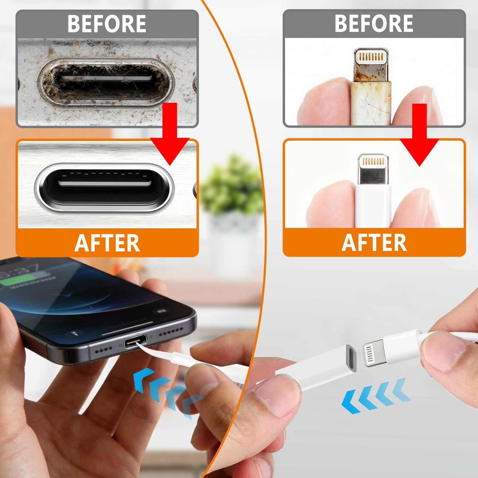 Cell Phone Cleaning Kit, iPhone Kit for Charging Port White (Base)