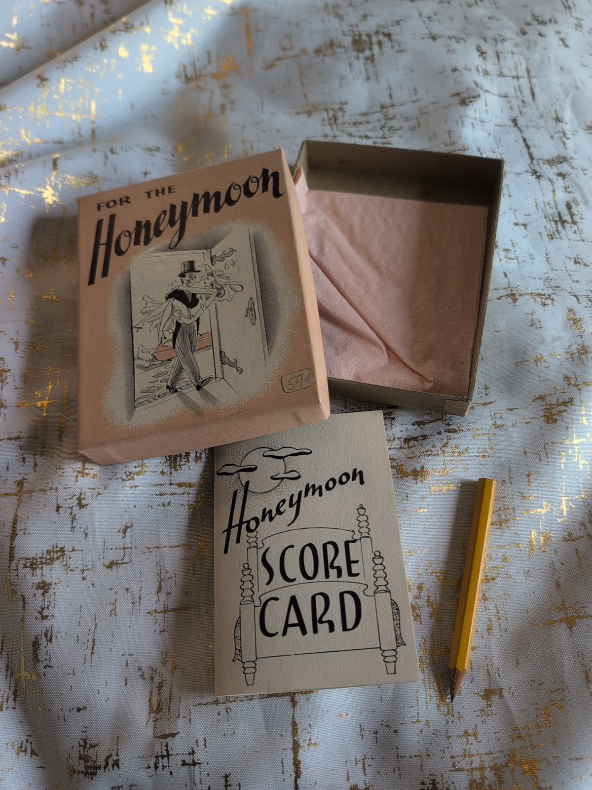 1940's For The Honeymoon Risque Erotic Golf Baseball Score Card NOVELTY RARE VTG