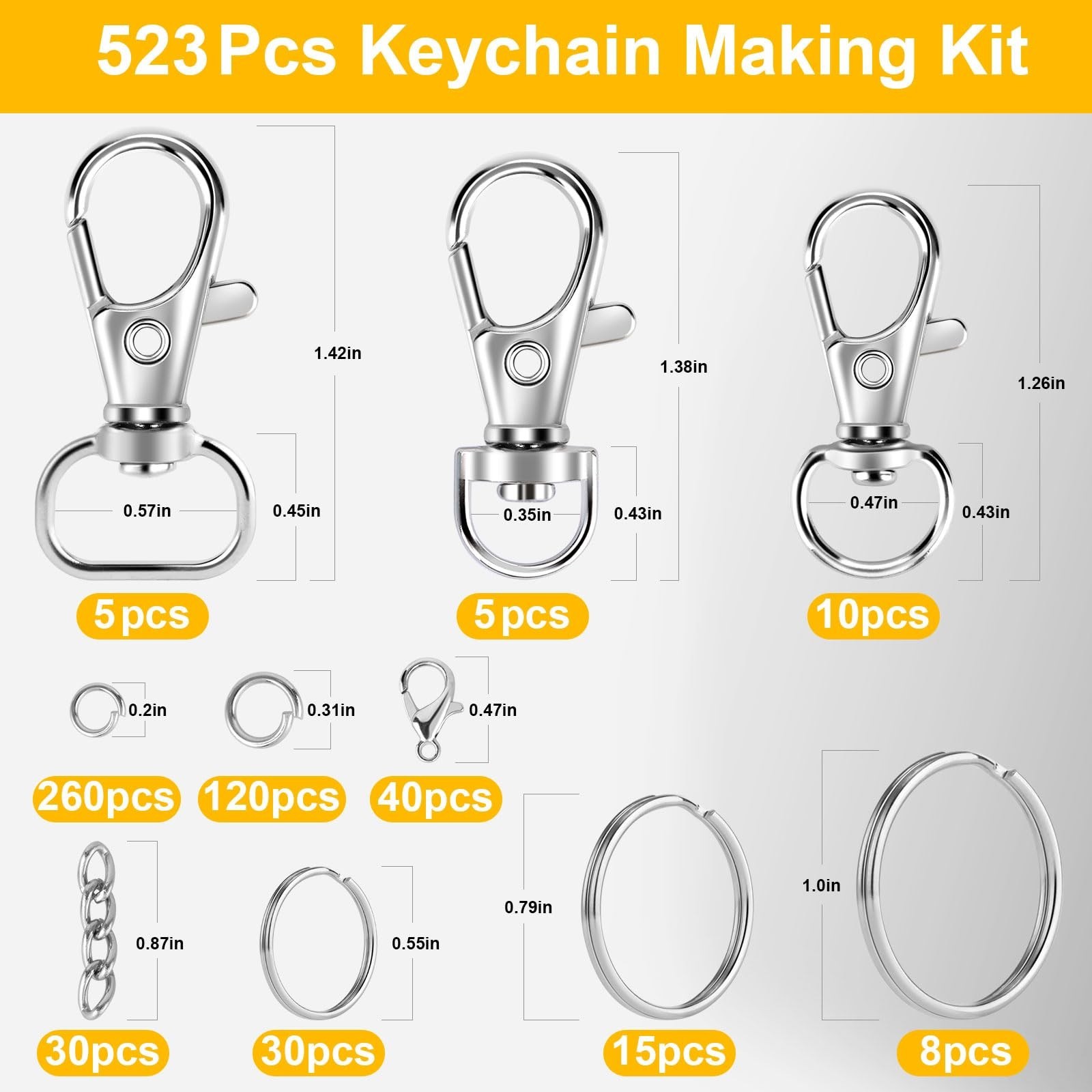 523PCS Keychain Making Kit, Keychain Making Supplies Including Keychains Clip...