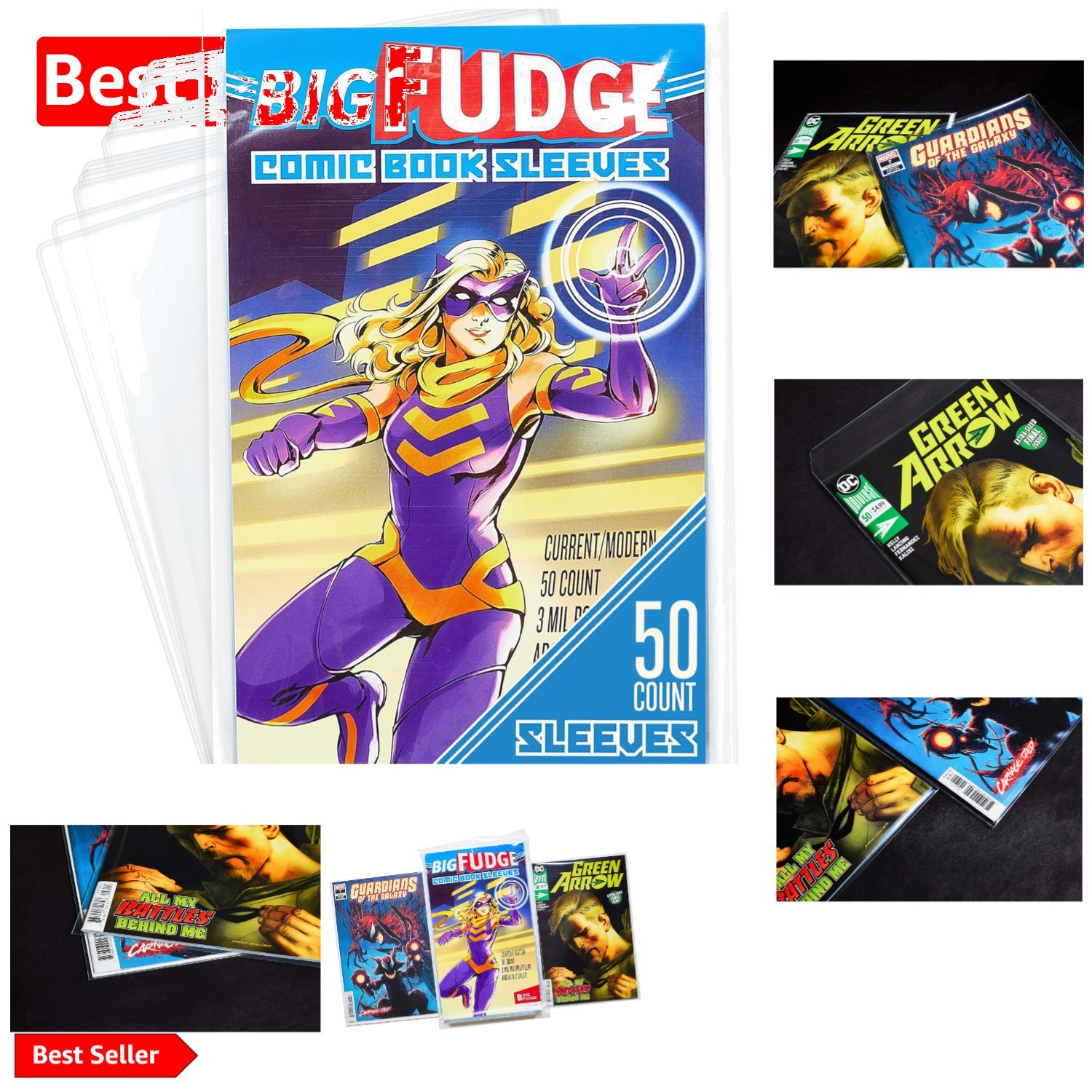 Crystal Clear Comic Book Bags - 50 Count 7.25” x 10.5” for 1990-Current Comics