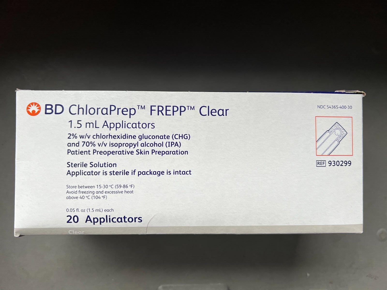 *2 Boxes of 20* BD 930299 ChloraPrep FREPP CLEAR 1.5mL APPLICATORS Exp 09/2026+