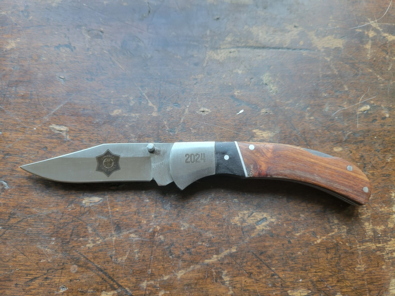 Rite Edge Pocket Knife Satin Finish 3CR13 Blade Brown Wood Handle - 211576