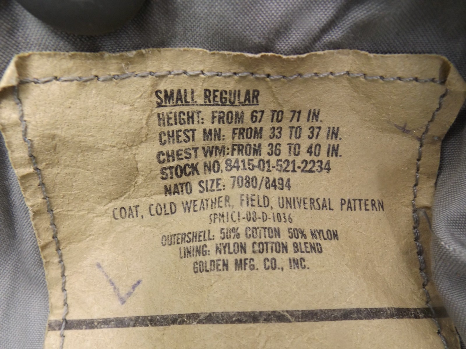 US Military Cold Weather UCP Heavy Field Coat & Hood - Size: SMALL - REG