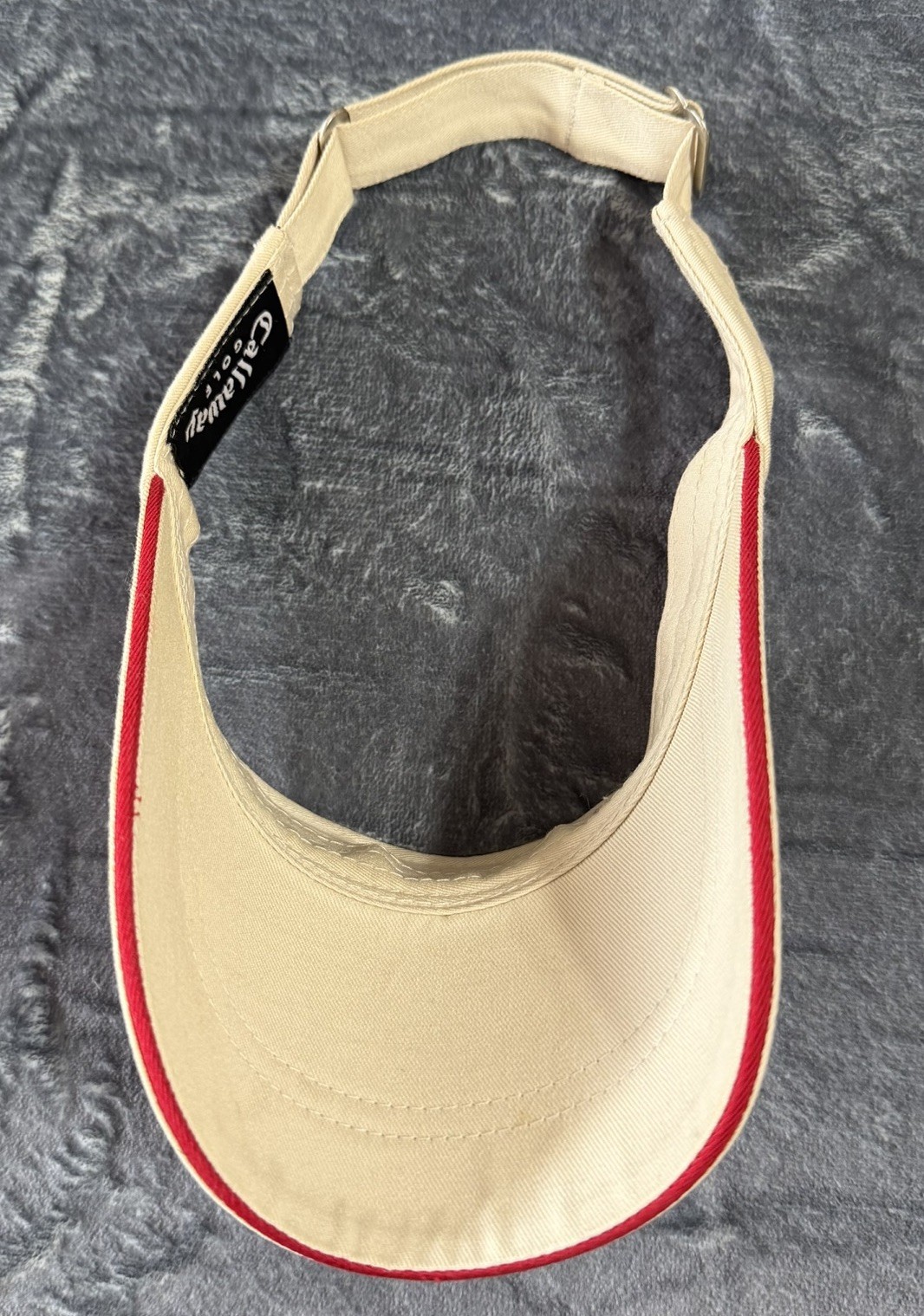 Callaway Golf Visor Hat Beige Red Trim Adjustable One Size OSFA