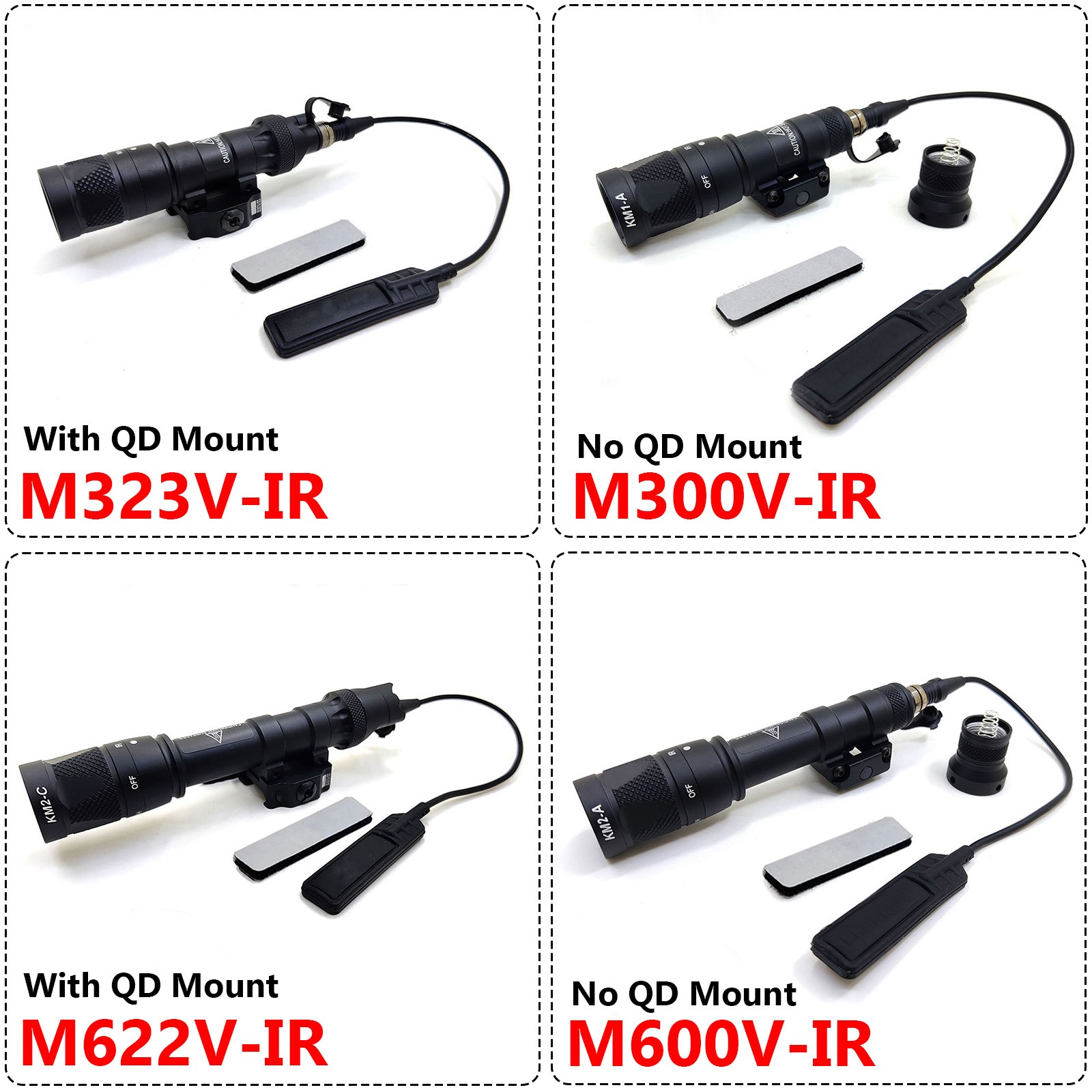 M300 M600 M323V IR Flashlight 500lm LED White Light & IR Infrared illuminator