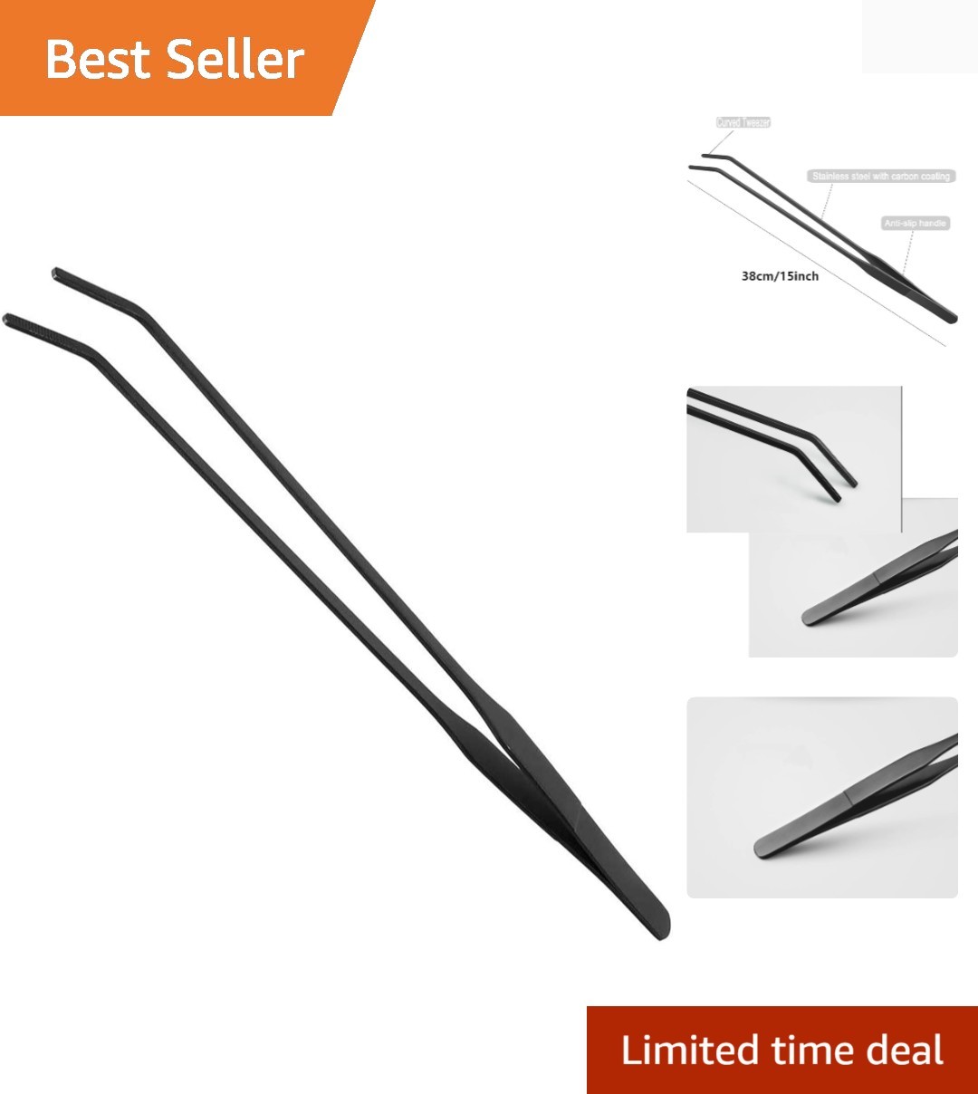 Versatile 15-Inch Feeding Tweezers - Stainless Steel for Aquatic & Reptile Care