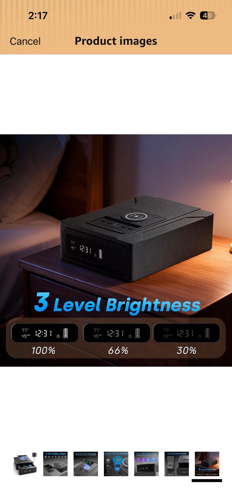 KPASAFE Smart Safe WX005 Biometric Digital Safe, Wireless Charging, Black Small