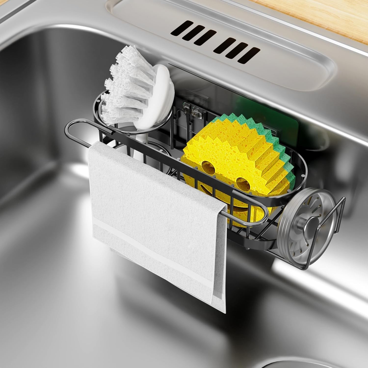 Soporte De Esponja Cepillo Acero inoxidable Organizador Para Cocina Fregadero