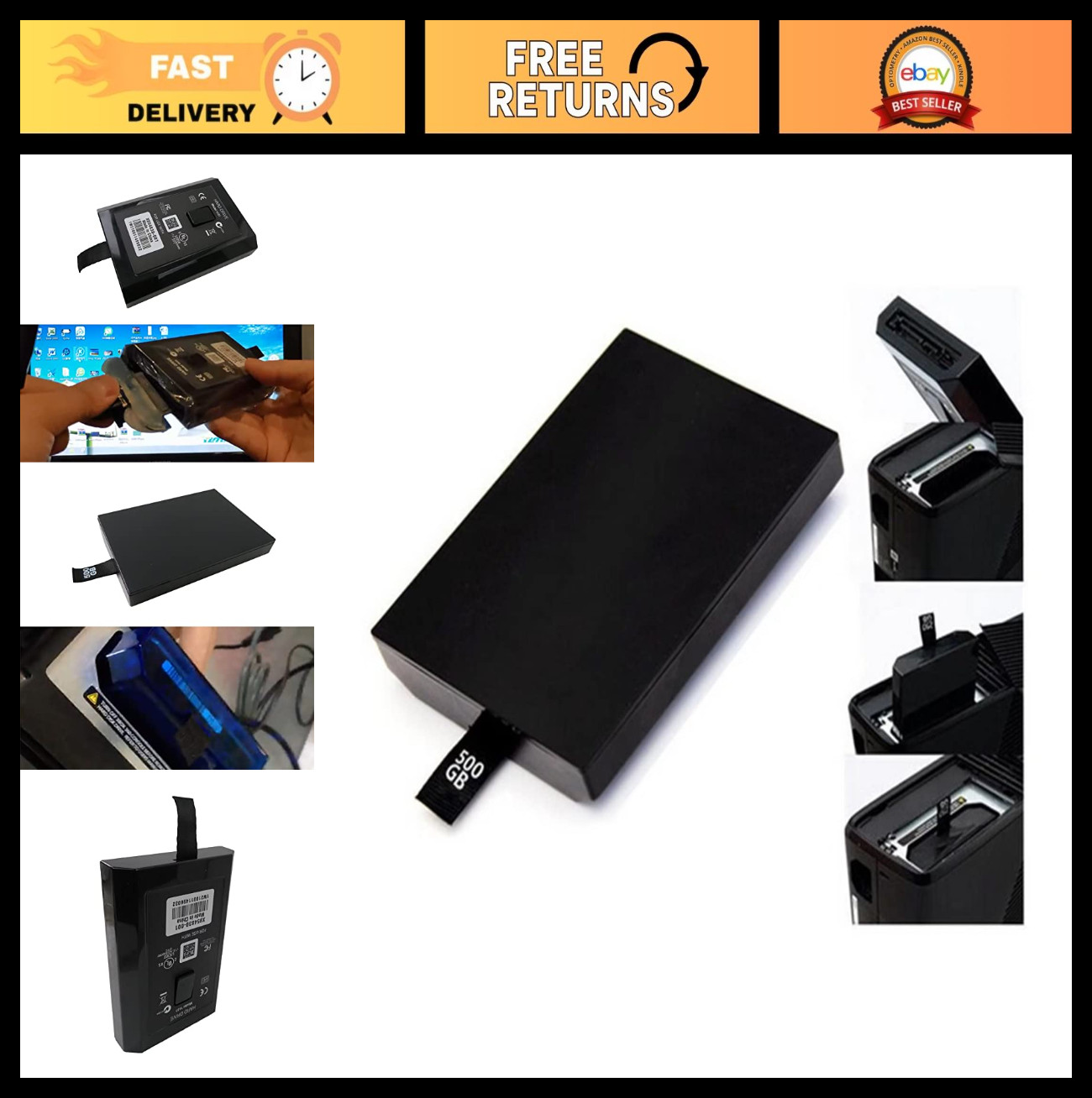 500GB Replacement Hard Drive for Xbox 360 Model E - Upgrade Storage & Performanc