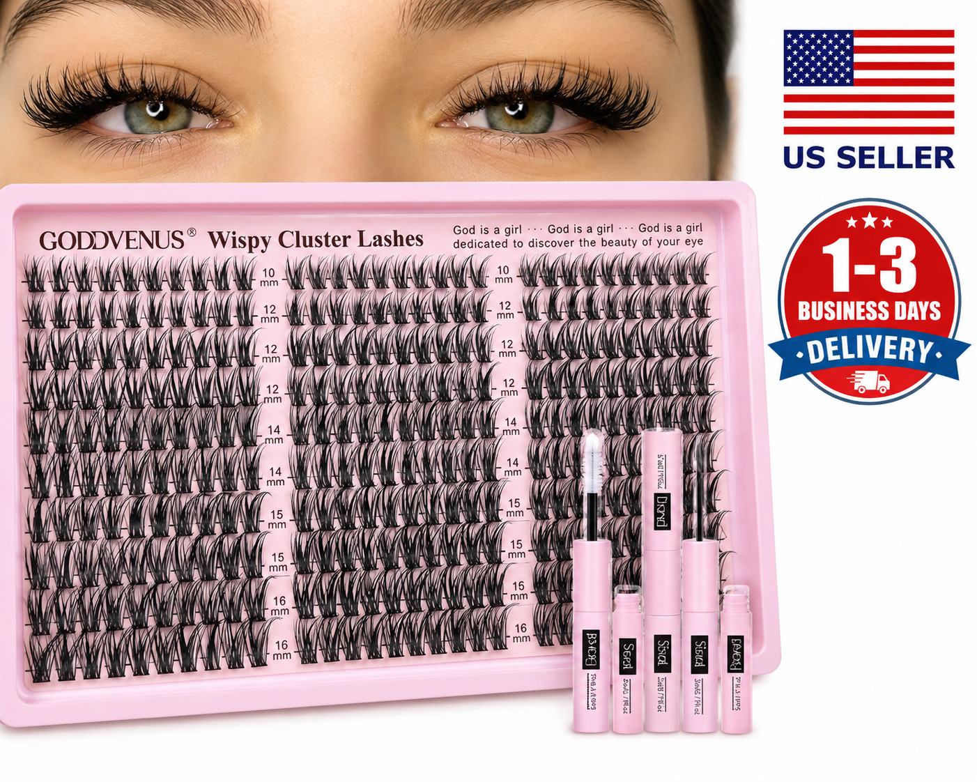 Lash Clusters Kit 300Pcs C Curl 10-16mm Wispy DIY Eyelash Extension Natural