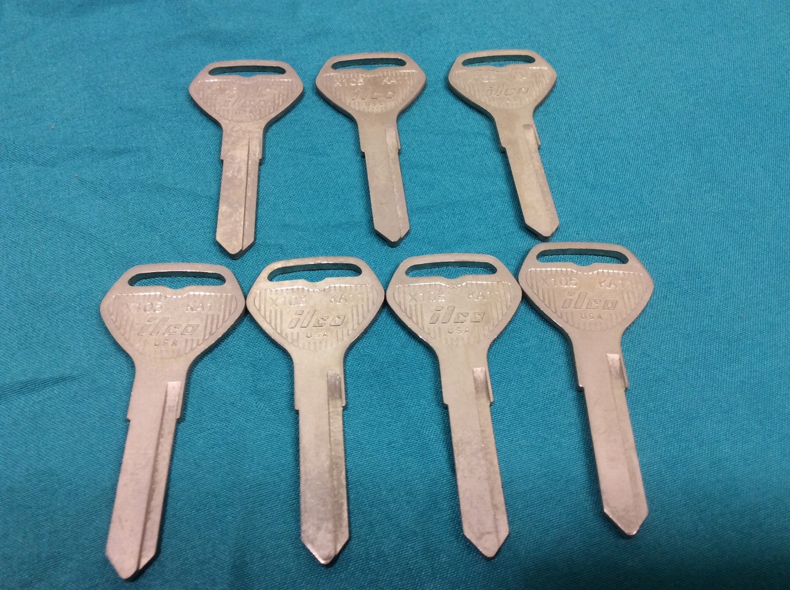 Ilco brand key blanks, set of 7, #X105 KA11 - Locksmith