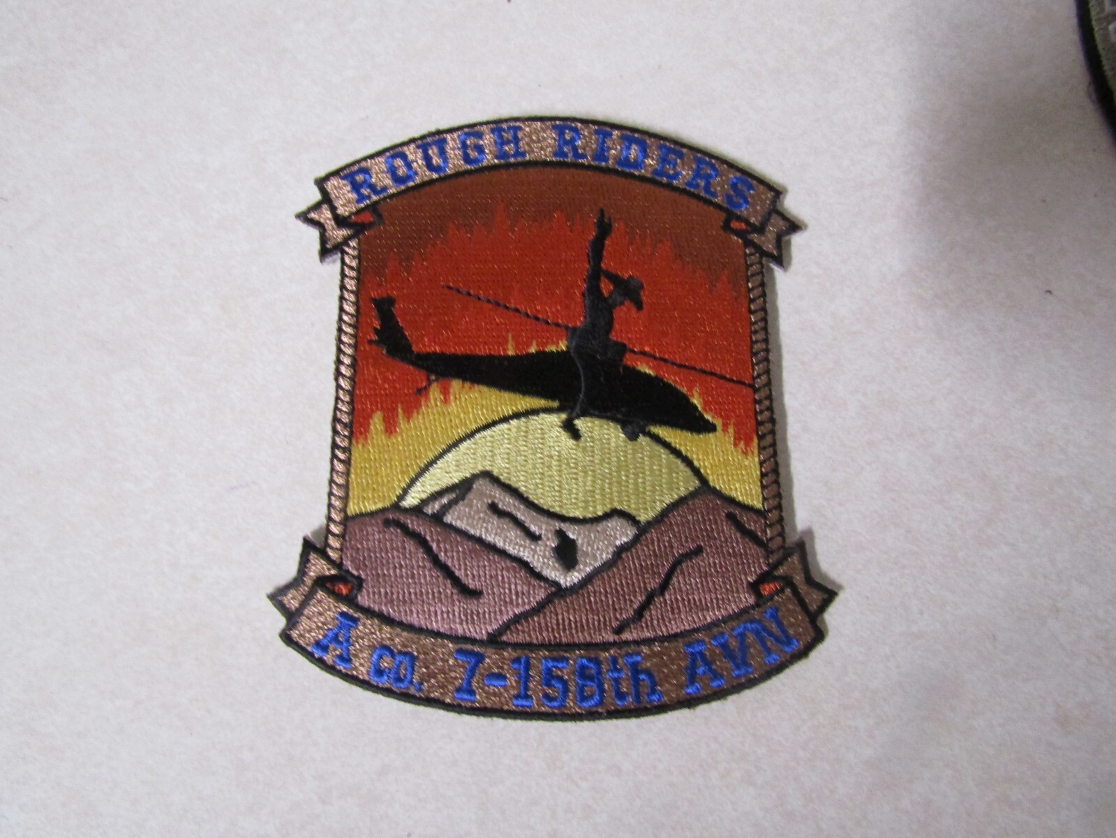 MILITARY PATCH SEW ON A CO  7-158TH AVIATION ROUGH RIDERS
